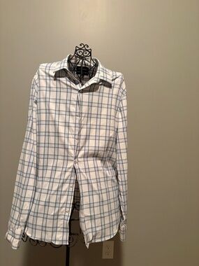 Bonobos White and Light Blue Plaid Dress Shirt